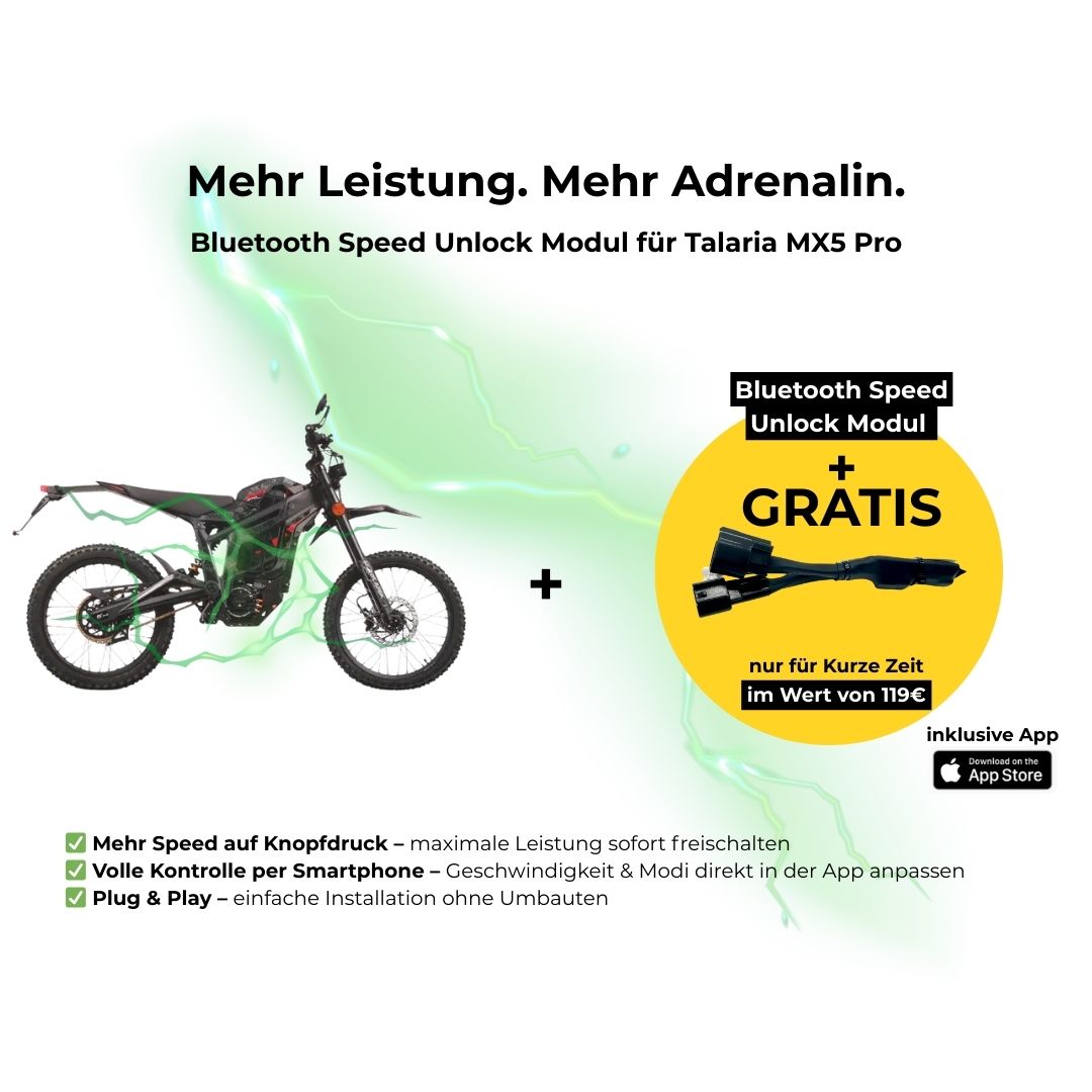 Talaria MX5 Angebot Seitenanischt mit Tuning Modul im Angebot