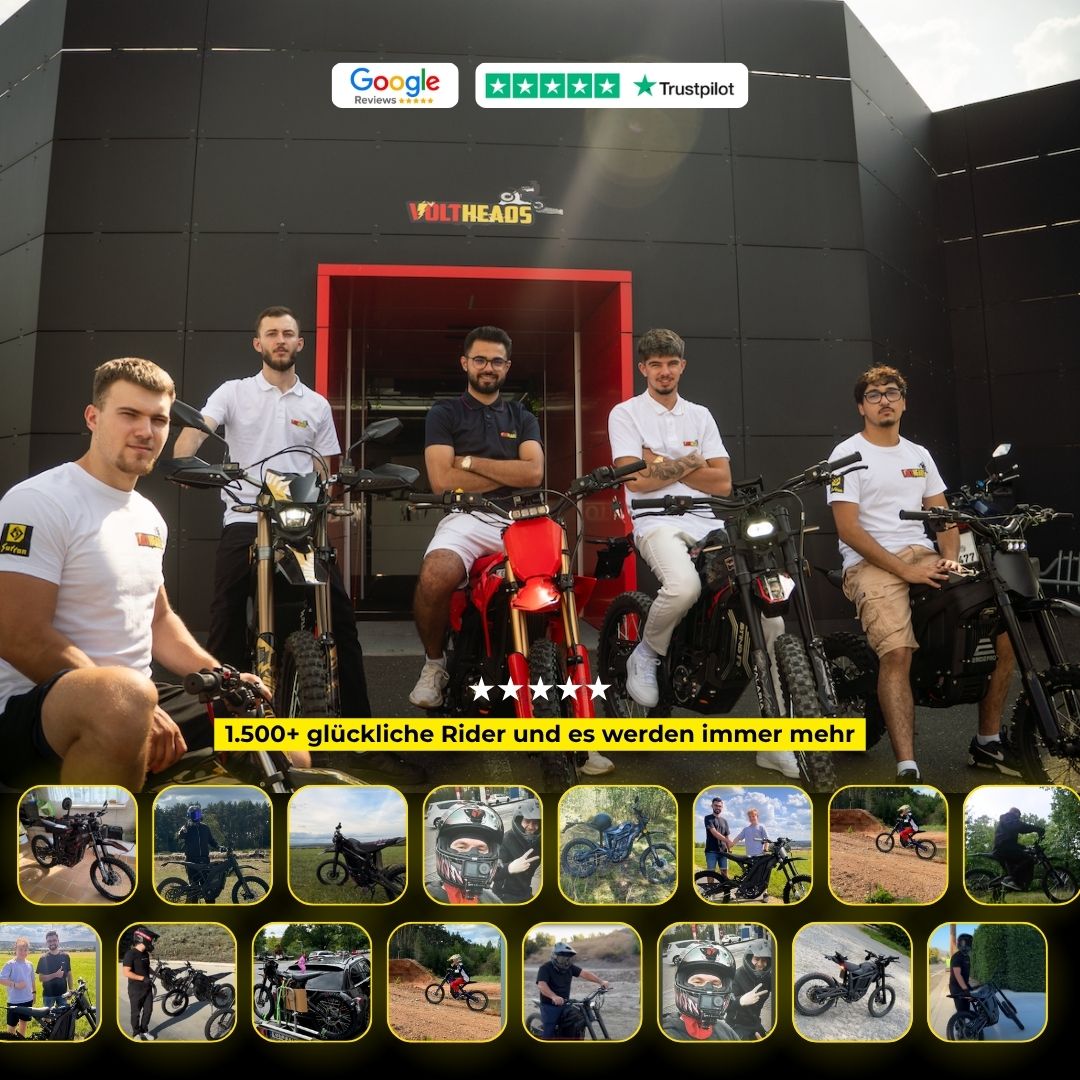Voktheads team e-cross bikes mit mehr als 1500 glükliche Kunden und social proof